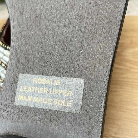 Coconuts Leather Beaded Brown and Beige Sandals Size 9 - Picture 9 of 10